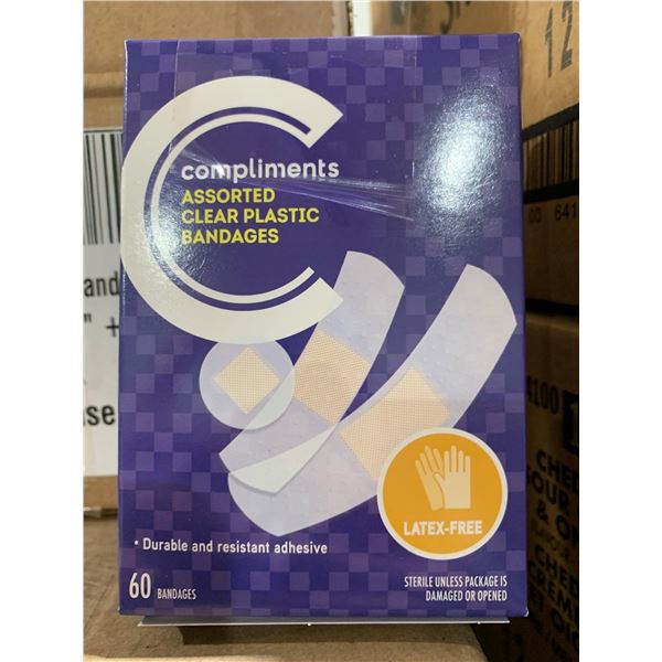 CASE LOT -Compliments Clear Assorted Bandages 12 boxes per case