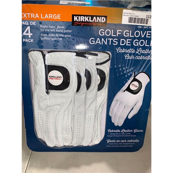 Kirkland Extra Large Right hand Glove for the left hand golfer Pk of 4