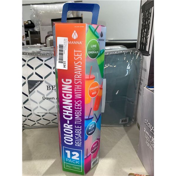 Manna Color Changing Reusable Tumblers W/ Straws Set of 12x710ml