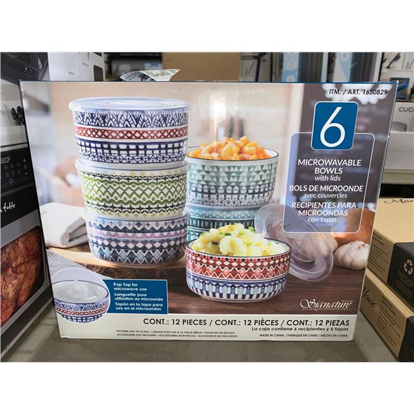 Microwavable Bowls w/ Lids Set of 6