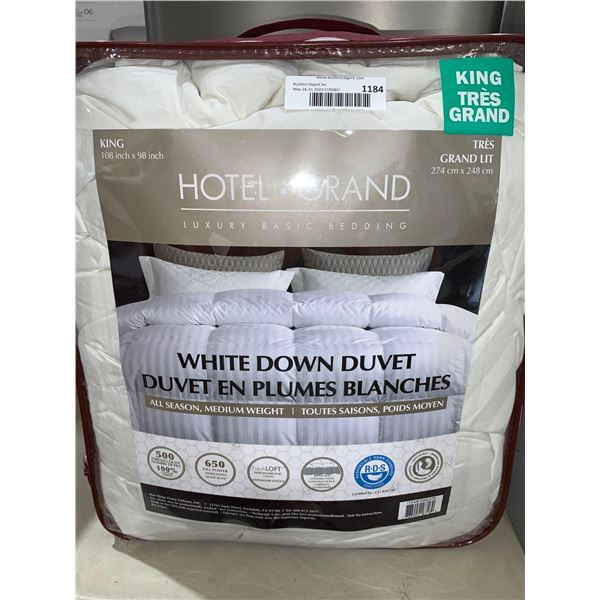 Hotel Grand King Size White Down Duvet All Season Medium Weight