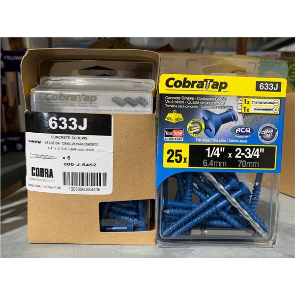 CobraTap Concrete Screws Contractor Grade 25 x 1/4" x 2 3/4" Lot of 5 packs