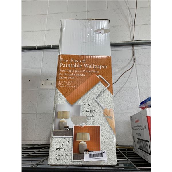 Pre-Pasted Paintable Wallpaper 21"x33ft L Covers 57.75 sq/ft