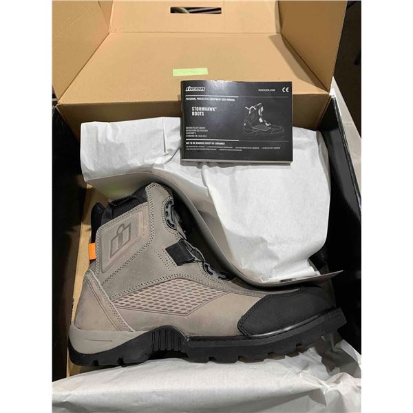 Icon Stormhawk Motorcycle Boots Grey Men's Size 12
