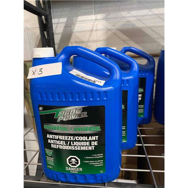 Turbo Power Universal Antifreeze / Coolant 3.78L Lot of 3