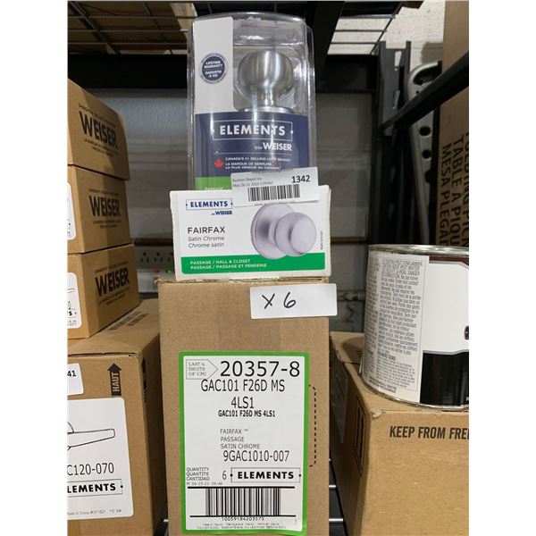 Weiser Elements Fairfax Satin Chrome Passage / Hall Way & Closet  Lot of 6