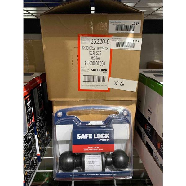 Weiser Safe Lock Keyed Entry handles Lot of 6