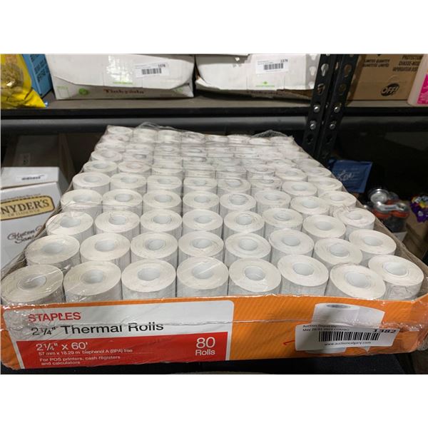Staples 2 1/4" Thermal Rolls 2 1/4" x 60'  Package of 80 Rolls