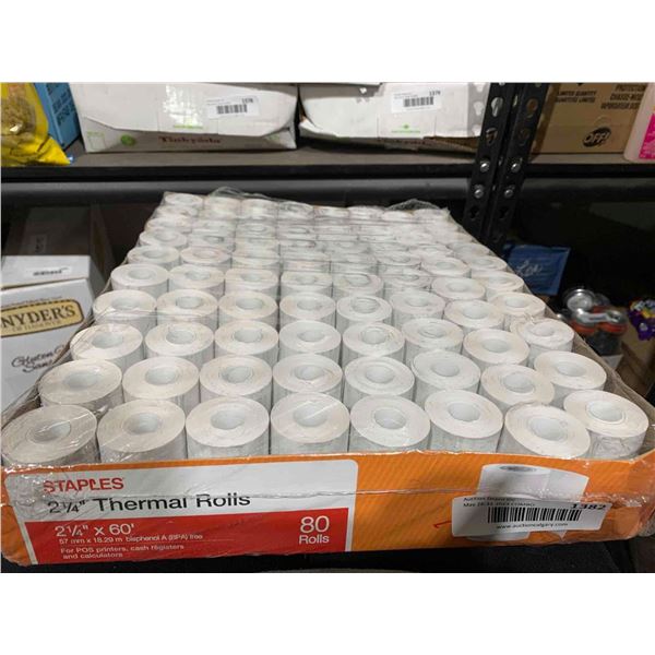 Staples 2 1/4" Thermal Rolls 2 1/4" x 60' Package of 80 Rolls