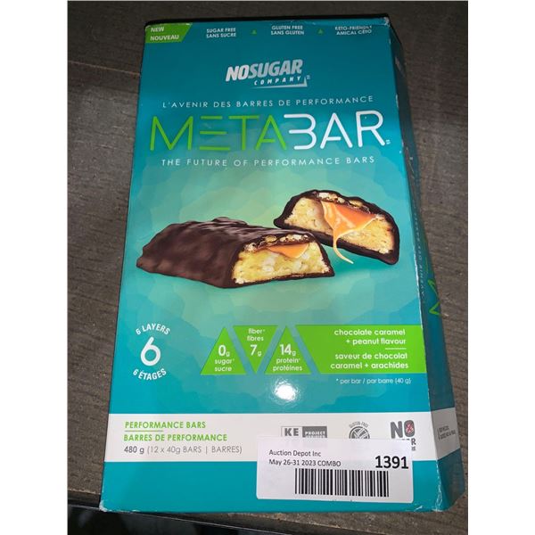 No Sugar Company MetaBar Chocolate Caramel & Peanut Flavor 12x40g Bars