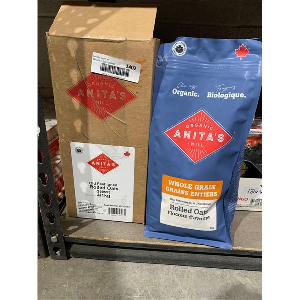 Anita's Organic Mill Whole Grain Old Fashioned Rolled Oats 4 x 1kg