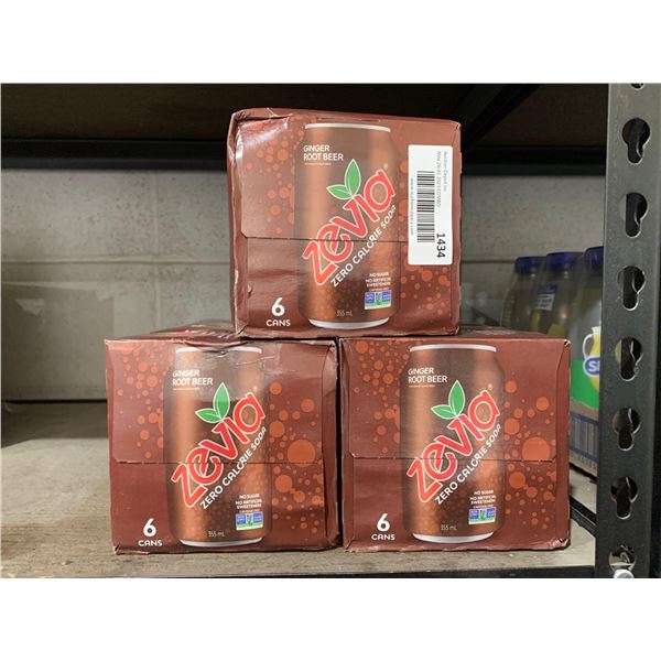 Zevia Zero Calories Ginger Root Beer 6x355ml Lot of 3