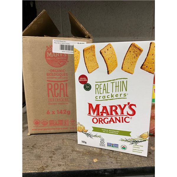 Mary's Organic Real Thins Garlic Rosemary Crackers  6 x 142g