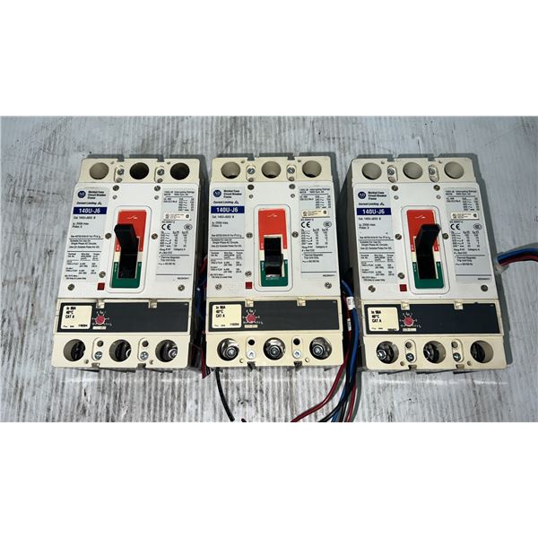 Lot of (3) Allen-Bradley #140U-J6X3 Molded Case Circuit Breakers