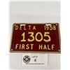 Image 2 : 1958 Delta First Half  License Plate