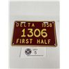 Image 1 : 1958 Delta First Half  License Plate