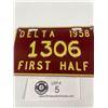 Image 2 : 1958 Delta First Half  License Plate