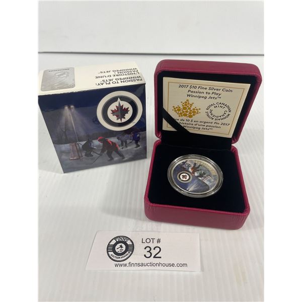 2017 $10 Fine Silver Coin - Passion To Play:Winnipeg Jets. RCM