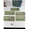 Image 2 : 2012 Commemartive Coin Set + 5 Old 1$ Bank Notes