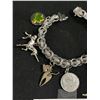 Image 2 : Vintage Sterling Silver Charm Bracelet w/ 8 Charms