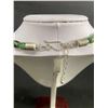 Image 3 : Vintage 925 Sterling Silver Green Jade Bead Necklace, Marked
