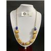 Image 1 : Heavy Sterling Silver, Tested, Hand Crafted Lapiz Lazuli and Brown Stone Necklace Large. 20" + Lengt