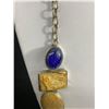 Image 2 : Heavy Sterling Silver, Tested, Hand Crafted Lapiz Lazuli and Brown Stone Necklace Large. 20" + Lengt