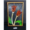 Image 1 : Framed Tulip Stained Glass Panel Suncatcher - 4 Colours
