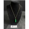 Image 1 : Lovely Emerald Green Colour Genuine Stone Drop Pendant w/Chain