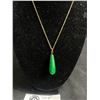 Image 2 : Lovely Emerald Green Colour Genuine Stone Drop Pendant w/Chain
