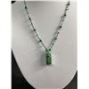 Image 2 : Unusual Green Bead Necklace w/Green Jade Pdt, Dragon Design