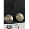 Image 2 : 925 Vintage Silver Round Disc Earrings w/Gold Colour Triangles In Center
