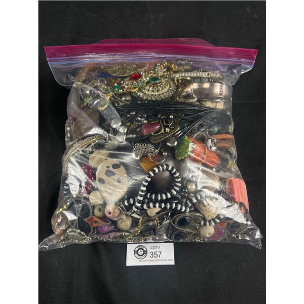 1 Large Bag Of Misc Costume Jewelry Parts. Etc