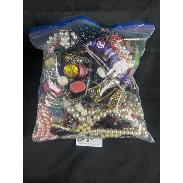 Large Bag Of Misc Costume Jewelry Parts Etc
