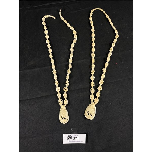 2 Carved Bone African Necklaces