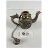 Image 2 : Chinese Silver Metal Teapot w/Inlay Stones