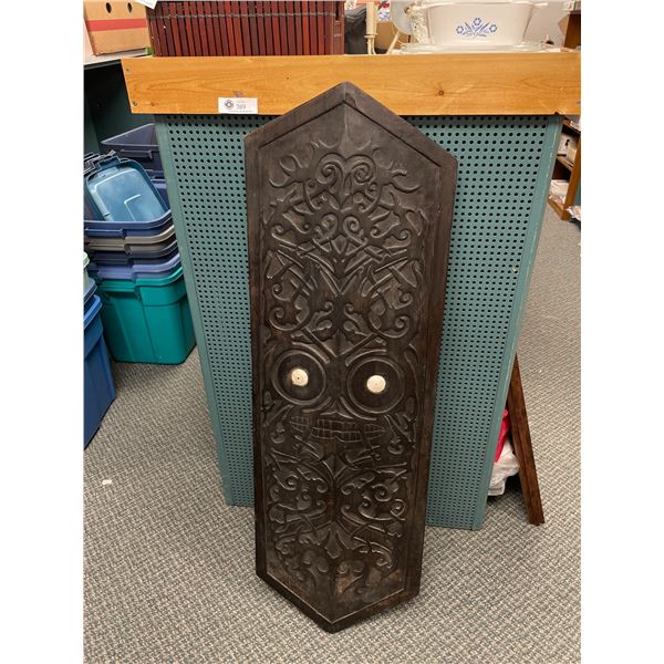 Very Good Polynesian War Shield. Shell Inlay 45" Long