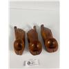 Image 1 : 3 Carved Wooden Feet Ashtrays