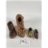Image 1 : 4 Handcarved Wooden Boots/Shoes