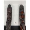 Image 2 : 2 Long Carved Wooden Masks. Longest 30"