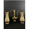 Image 1 : Engraved Brass Ewer & Pr Vases