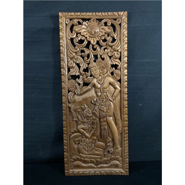 Carved Indonesian Teak Panel