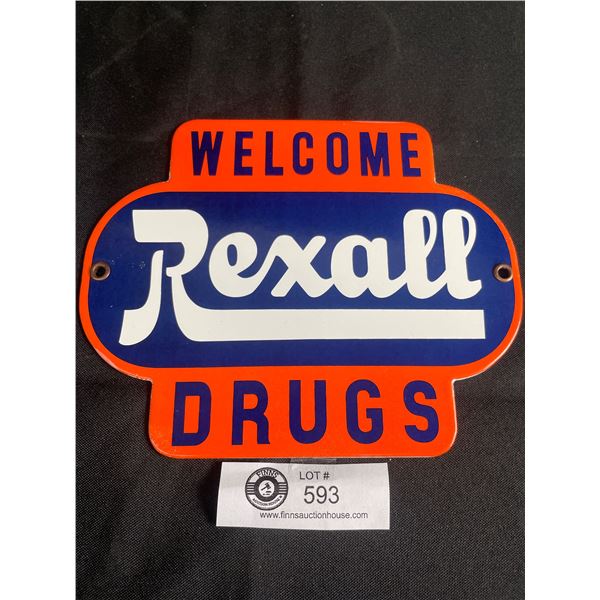 Very Nice Rexall Drugs Porcelain Door Push Sign. High Quality