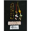 Image 1 : Vintage Genuine Stone Lot - Amber Teething Necklace, Two Jade Year Of The Rat, Rose Quartz Bracelet