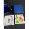 Image 2 : Mid-Century Hand Painted Cobalt Bowl & Majolika Karlsruhe Coasters