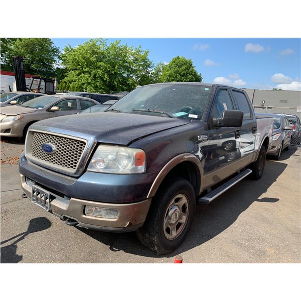 *TOW* 2004 FORD F150 LARIAT, 4DR TRUCK, BLUE, VIN 1FTPW14574KC39788