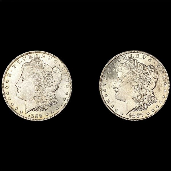 (2) Morgan Silver Dollars (1887-O, 1888-O) UNCIRCU