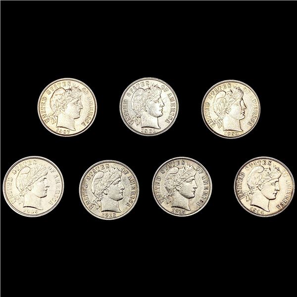 (7) Barber Dimes (1899, 1901, 1907, 1906, 1914, 19