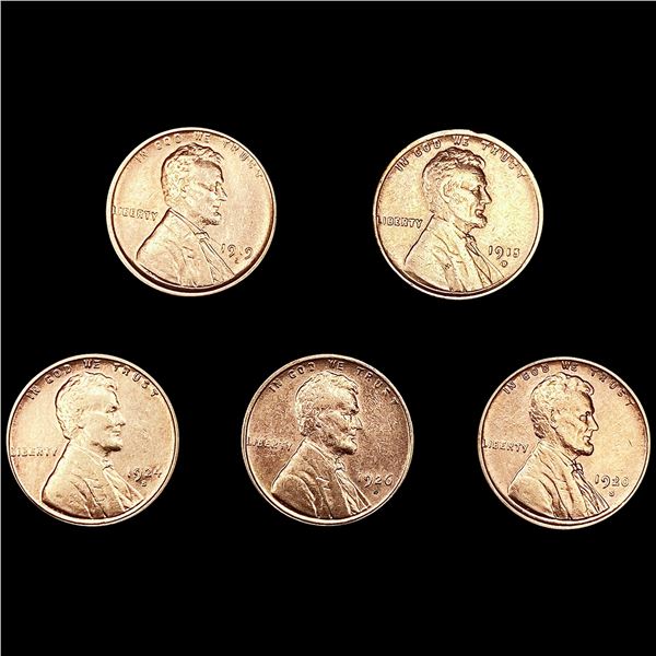 (4) Wheat Cents (1915-D, 1919-S, 1920-S, 1924-S, 1