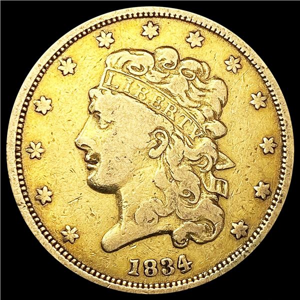 1834 $5 Gold Half Eagle NICELY CIRCULATED